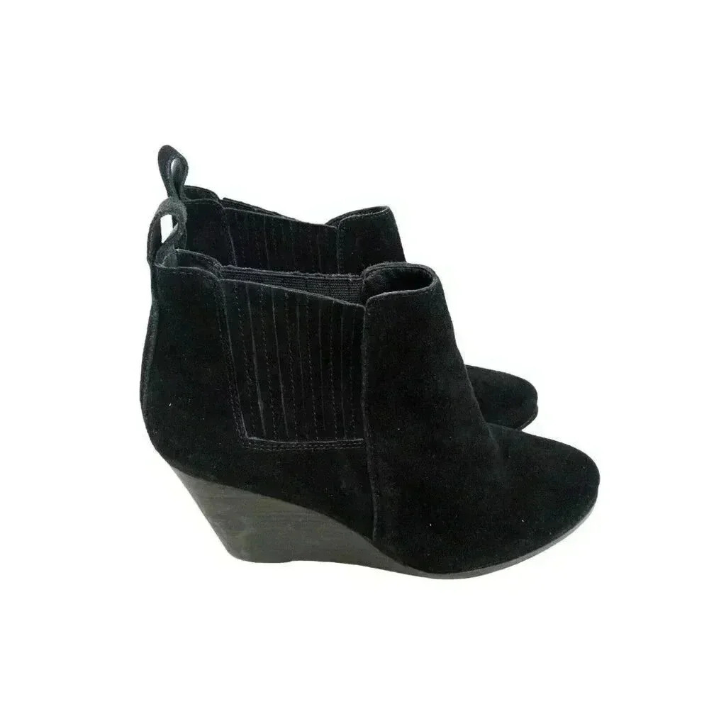 Jessica Simpson Women's Black Suede/Leather Wedge Slip On Boots size 10M